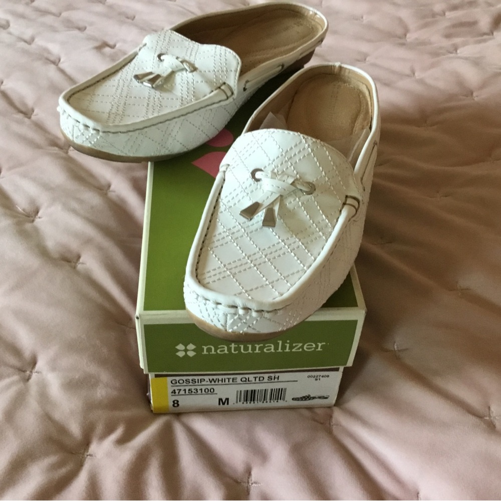 Naturalizer White Quilted Slide on Shoes